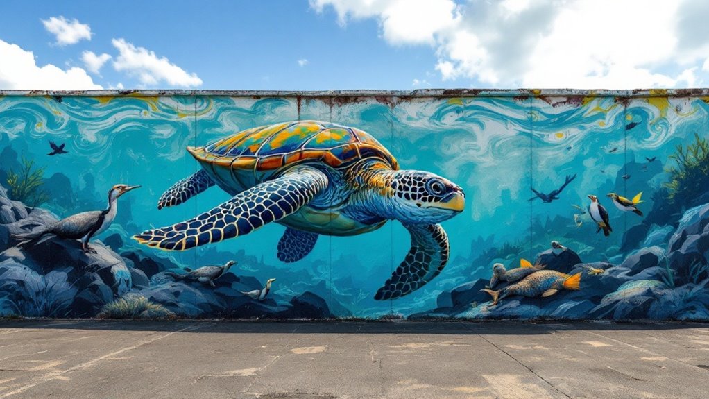 marine life murals paradise