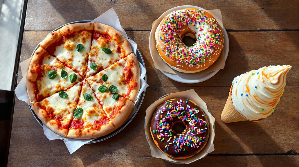 vegan pizza bagels donuts